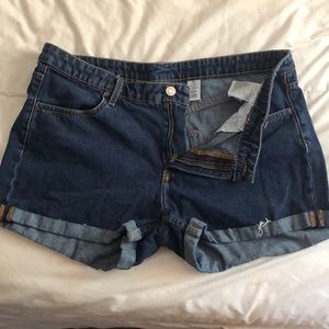 Dark wash denim shorts